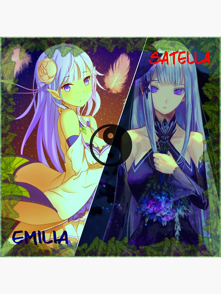 "Re zero, satella and Emilia" Sticker for Sale by adrisanta Redbubble