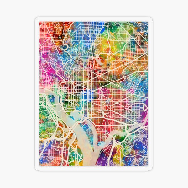 Washington DC Street Map Transparent Sticker