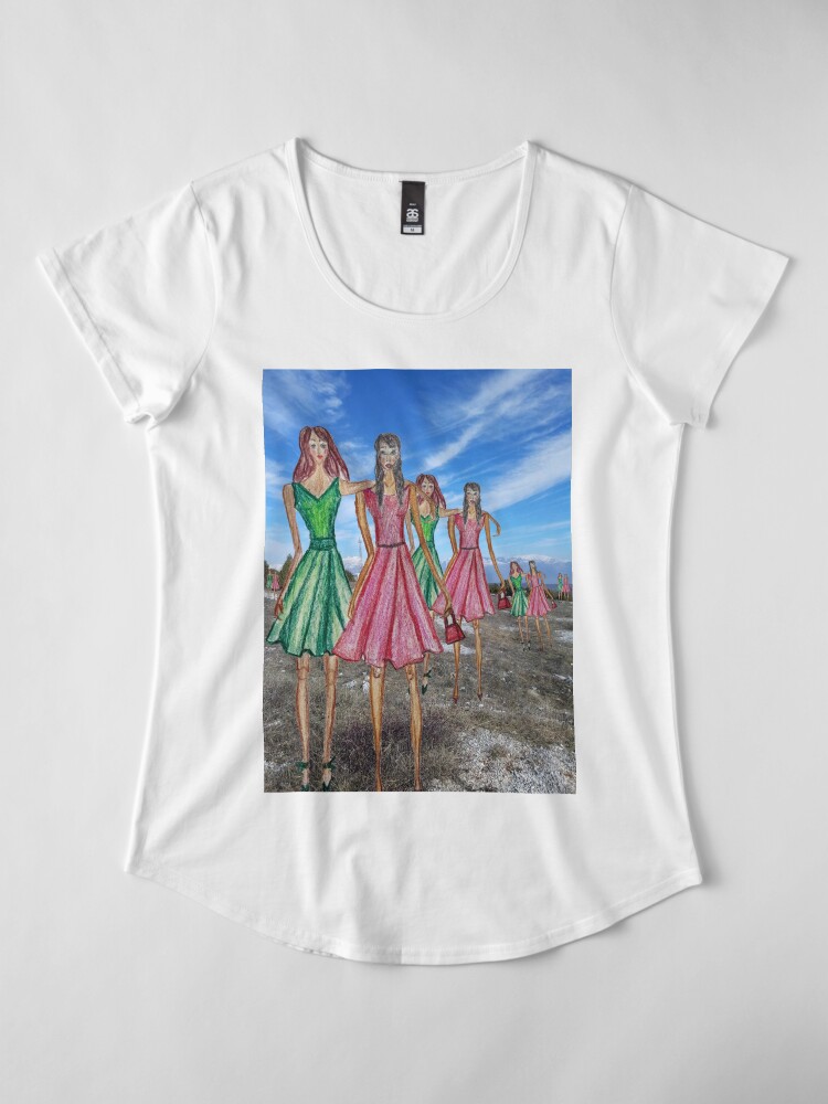 Alternate view of BFF FASHIONISTA DRAWING WITH A PHOTOGRAPHY BACKGROUND Premium Scoop T-Shirt