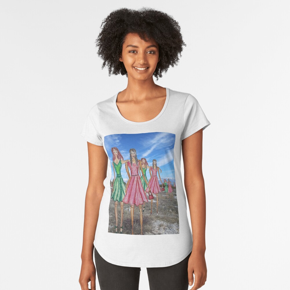BFF FASHIONISTA DRAWING WITH A PHOTOGRAPHY BACKGROUND Premium Scoop T-Shirt
