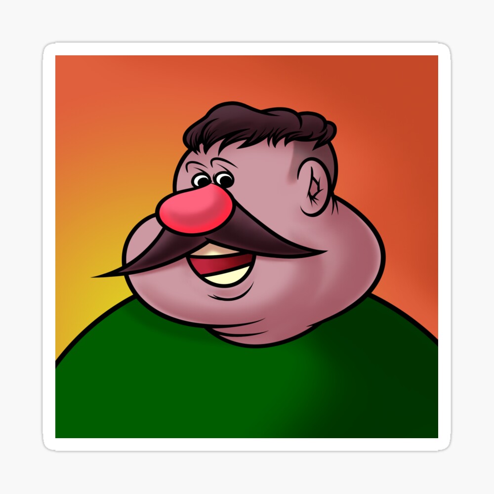 Fat cartoon character with mustache