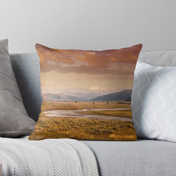 Fall Lamar Valley - Yellowstone National Park Throw Pillow