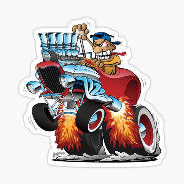 Highboy Hot Rod Race Car Cartoon Sticker