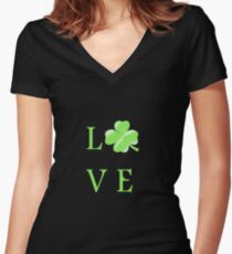 Love cloverleaf - Ireland - St. Patrick Women's Fitted V-Neck T-Shirt