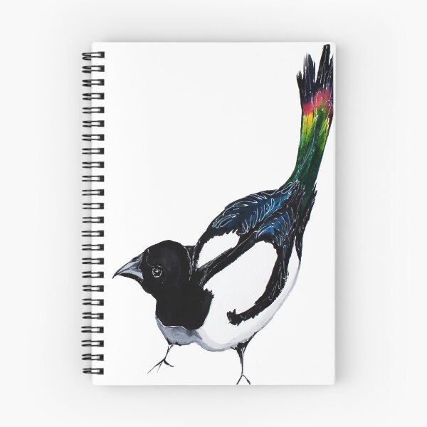 Aperçu de l'œuvre Illustration réaliste peinte à la main oiseau pie créée et vendue par ArtIssa.