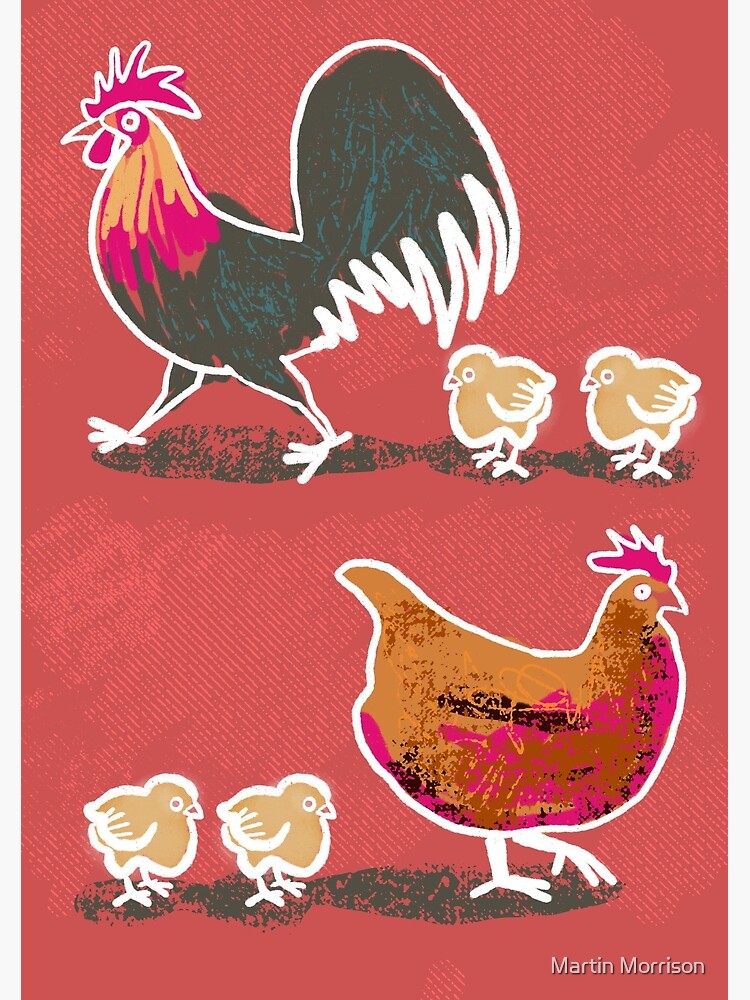 Chick-Chick Chickens ( with red background) by d4martin