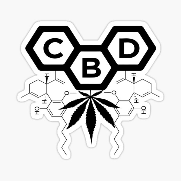 Black CBD Leaf Molecular Design Sticker