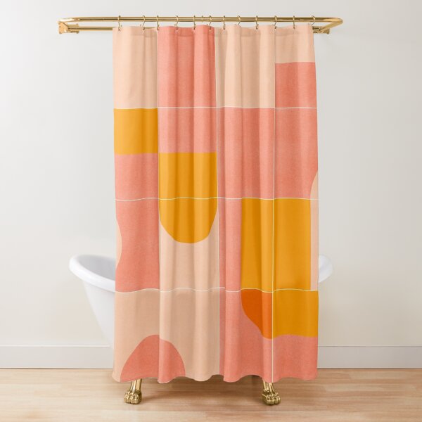 Peach Shower Curtain with Hooks Set Coral Bathroom Accessories Decor  Waterproof Cute Shower Curtains for Girls Bathroom Salmon