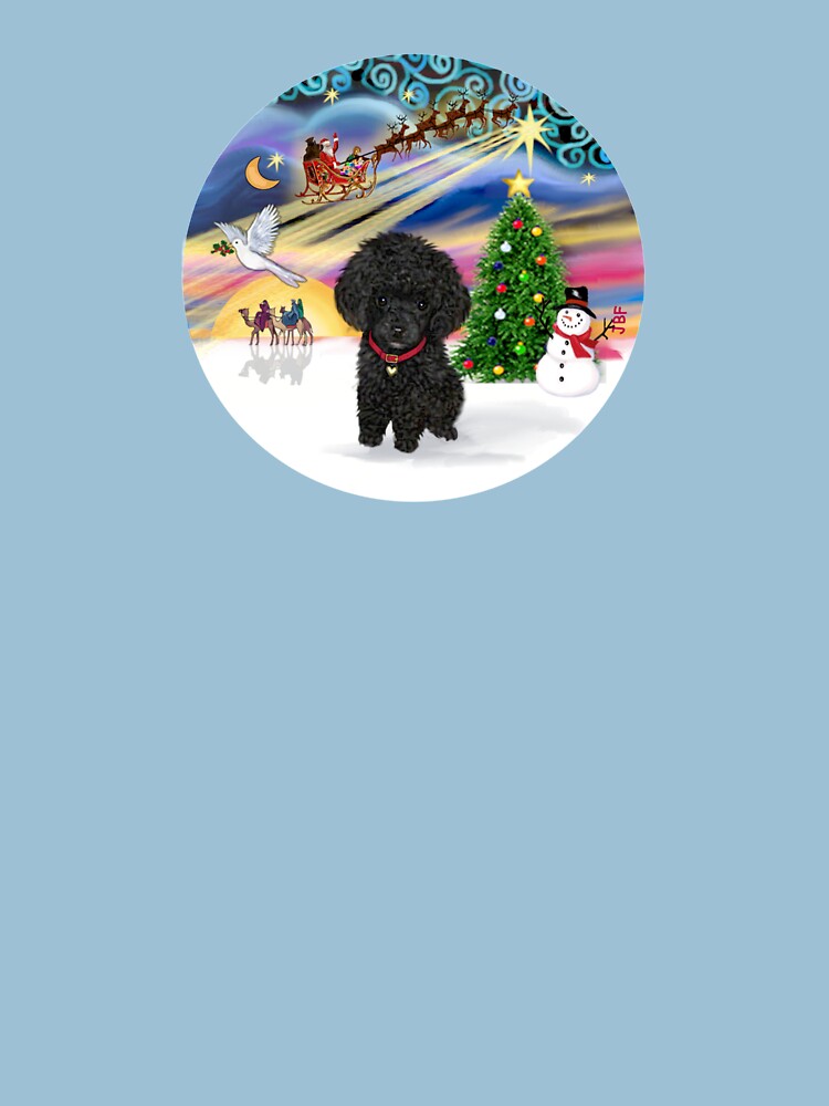 Christmas Magic with a Black Toy Poodle Pup by JeanBFitzgerald