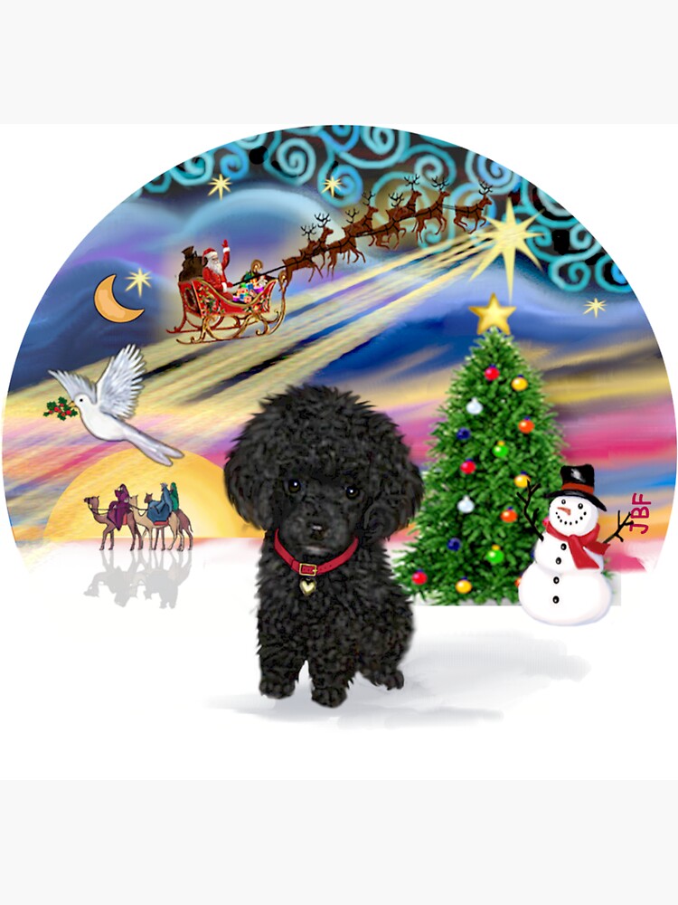 Christmas Magic with a Black Toy Poodle Pup by JeanBFitzgerald