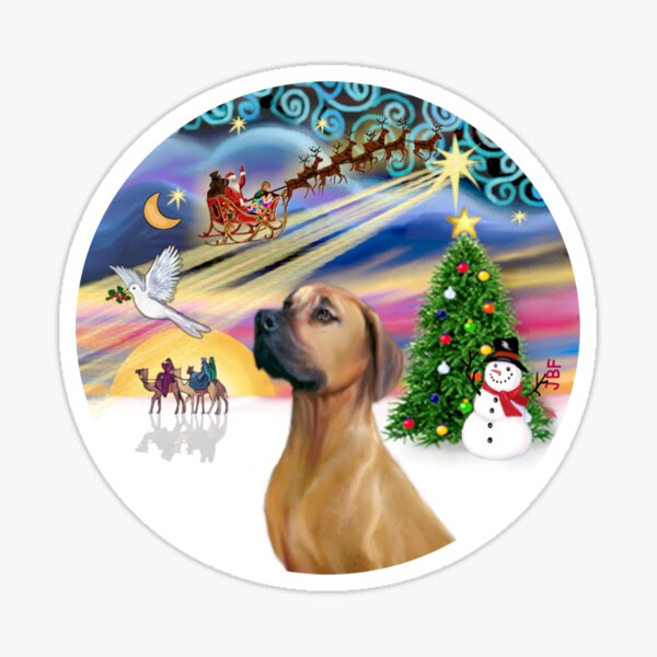Christmas Magic with a Rhodesian Ridgeback Sticker
