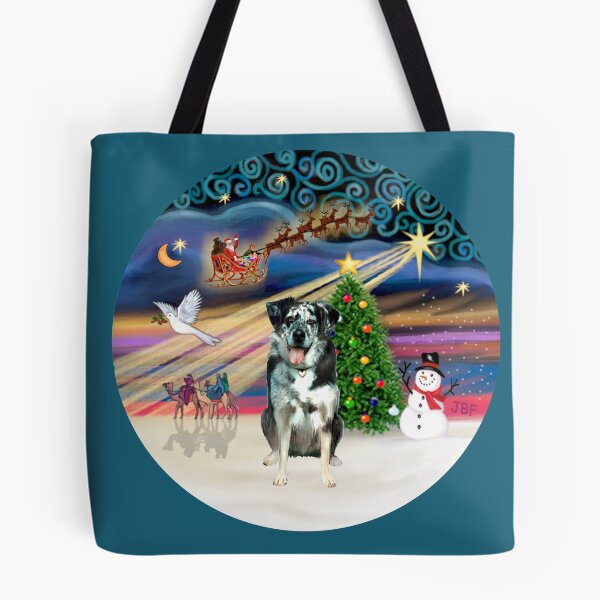 Item preview, Christmas Magic with a Catahoula Leopard Dog designed and sold by JeanBFitzgerald.