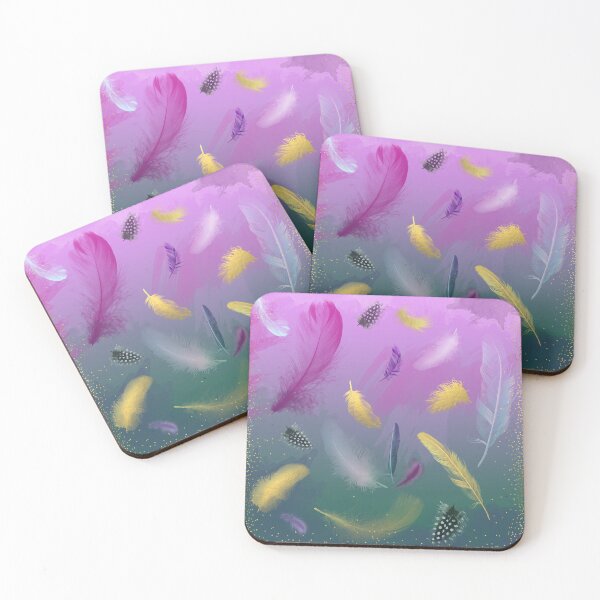 Item preview, Dancing Feathers - Pink and bottle green shades with gold details designed and sold by alexixela.