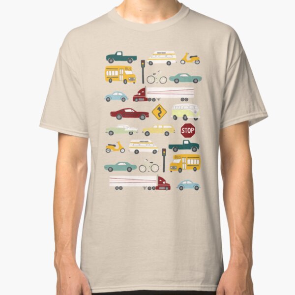 Beep beep! Stuck in Traffic Cars and Trucks Pattern Grey Classic T-Shirt