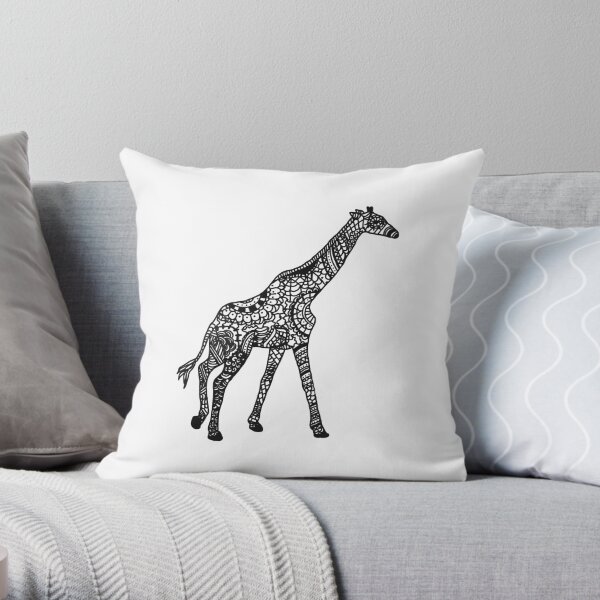 Printed Giraffe Throw Pillow