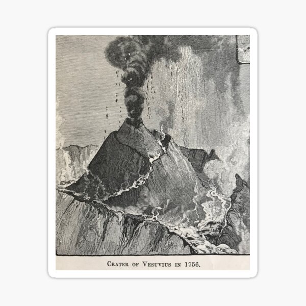 Mt. Vesuvius,vintage illustration, 1756 Sticker