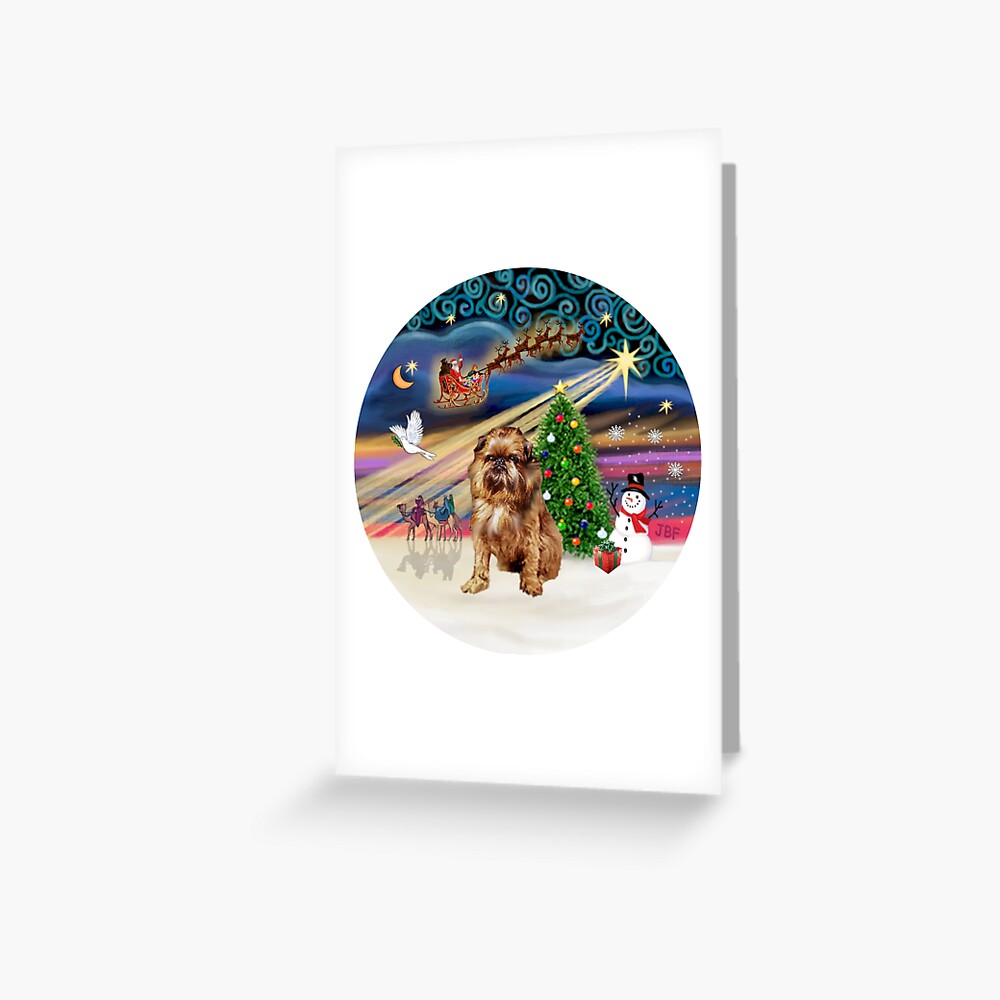 Christmas Magic with a Brussels Griffon (auburn) Greeting Card