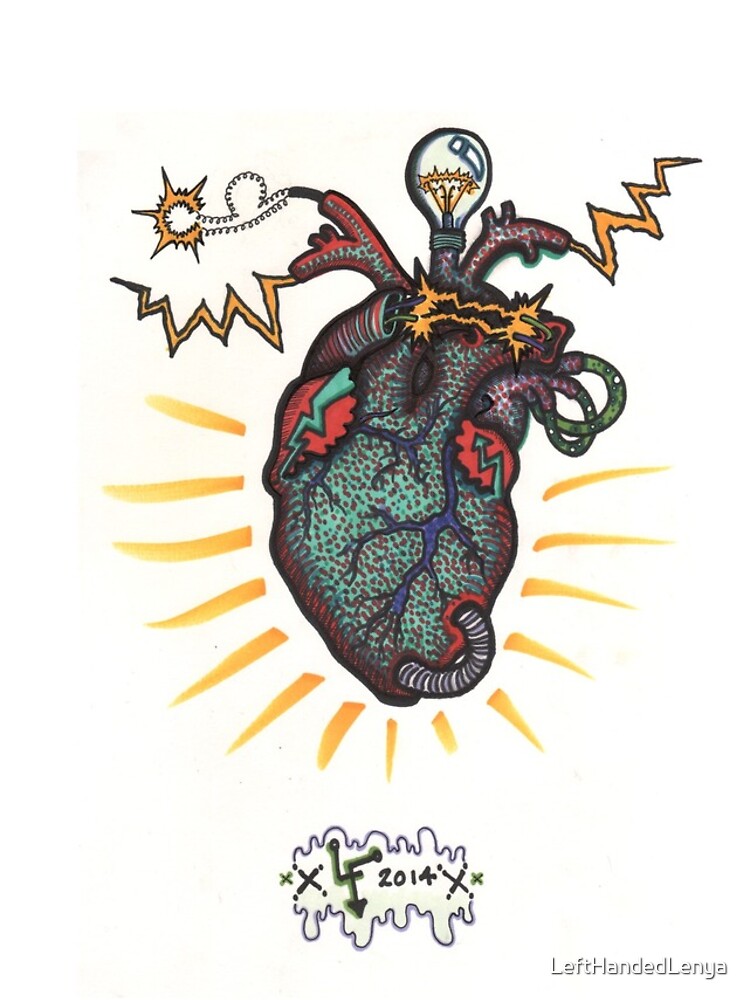 Artwork view, SHOCKING! The Electric Heart - COLOR VERSION designed and sold by LeftHandedLenya