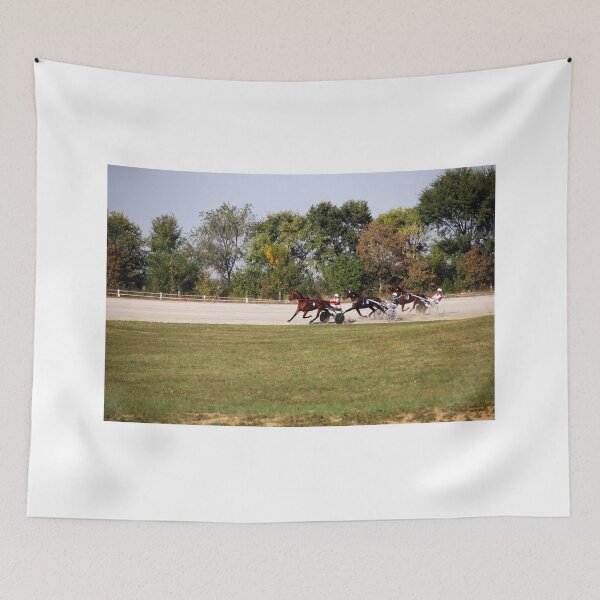 Item preview, Harness racing horses in fast motion at hippodrome designed and sold by goceris.