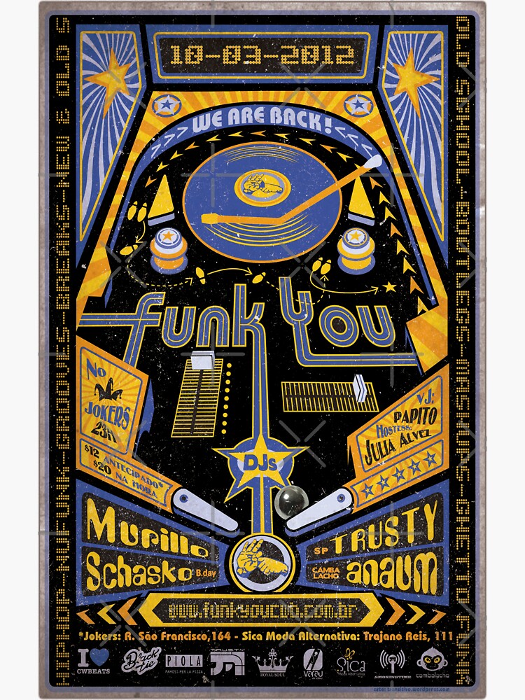 "Retro Pinball Poster" Sticker by shuggielaufquen Redbubble