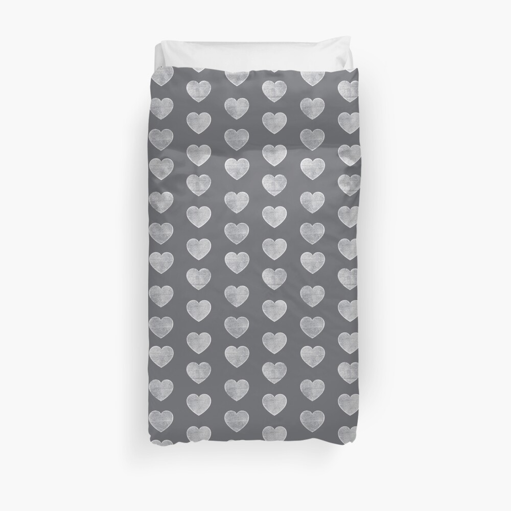 Wooden Love in Grey Duvet Cover