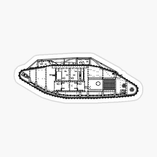 Vista previa del artículo con la obra «Mark V - Dibujo del tanque británico WW1», diseñado y vendido por BERGULATOR.