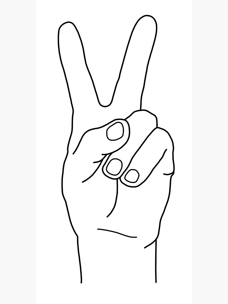 "Simple Peace Sign Hand Line Design" Photographic Print for Sale by
