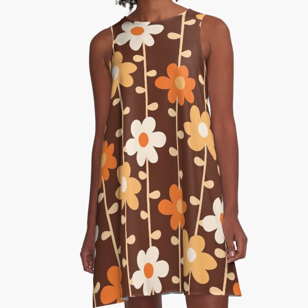 COMING UP DAISIES - Chocolate A-Line Dress