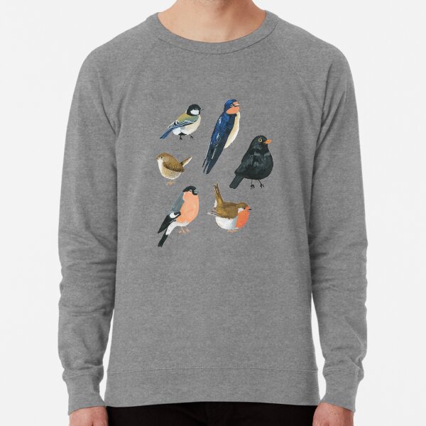 Gouache Bird Pattern Lightweight Sweatshirt
