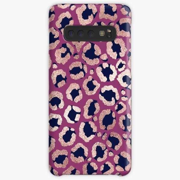 Girly Modern Rose Gold Navy Purple Leopard Print Samsung Galaxy Snap Case