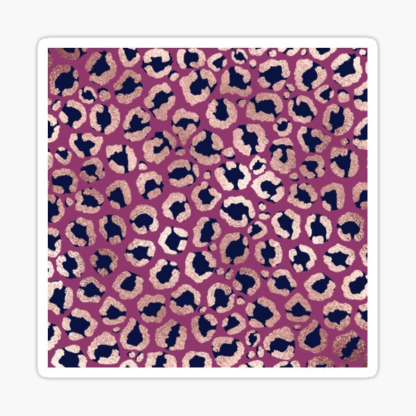 Girly Modern Rose Gold Navy Purple Leopard Print Sticker