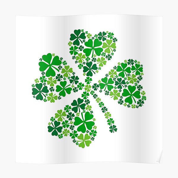 lucky four-leaf clover, green shamrock Poster