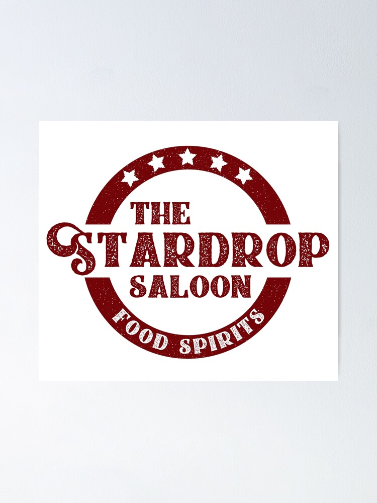 The Stardrop Saloon Pub Logo Stardew Valley Burgundy Logo Poster By Surik Redbubble