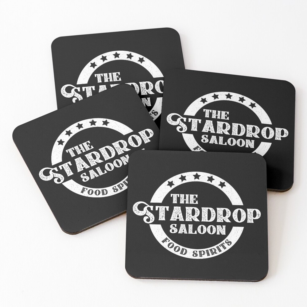 The Stardrop Saloon Pub Logo | Stardew Valley | White Logo Coasters (Set of 4)
