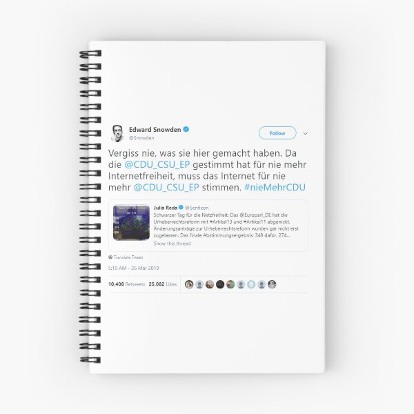 Item preview, Snowden German Tweet designed and sold by OrigamiOrchid.