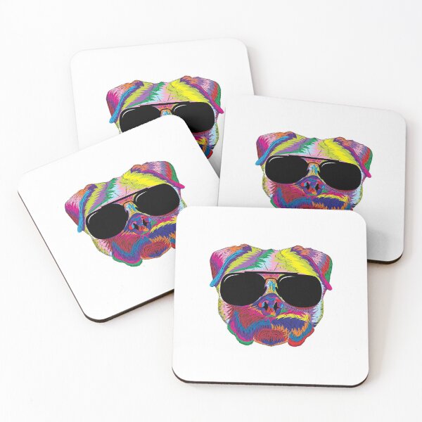 Item preview, Psychedelic Pug Dog Face with Sunglasses designed and sold by phoxydesign.