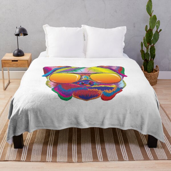 Item preview, Psychedelic Pug Dog Face with Sunset Sunglasses designed and sold by phoxydesign.