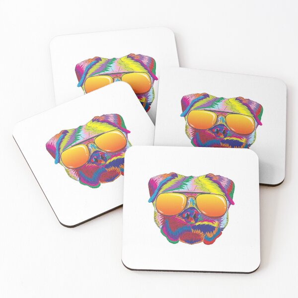 Item preview, Psychedelic Pug Dog Face with Sunset Sunglasses designed and sold by phoxydesign.