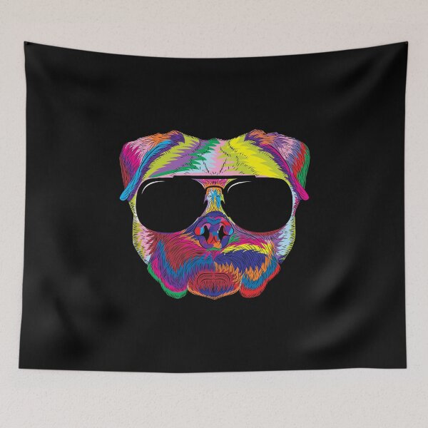 Item preview, Psychedelic Pug Dog Face with Sunglasses designed and sold by phoxydesign.