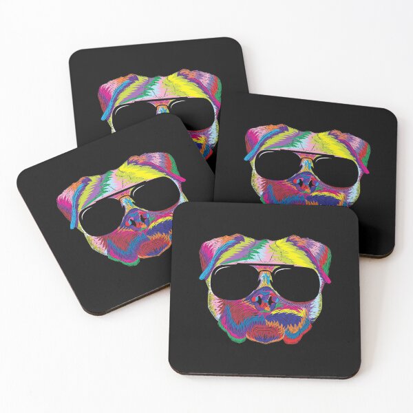 Item preview, Psychedelic Pug Dog Face with Sunglasses designed and sold by phoxydesign.