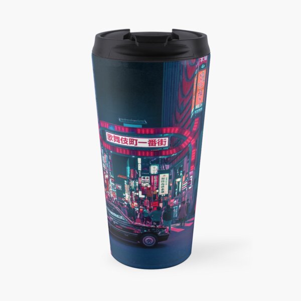 Cyberpunk Tokyo Street Travel Mug
