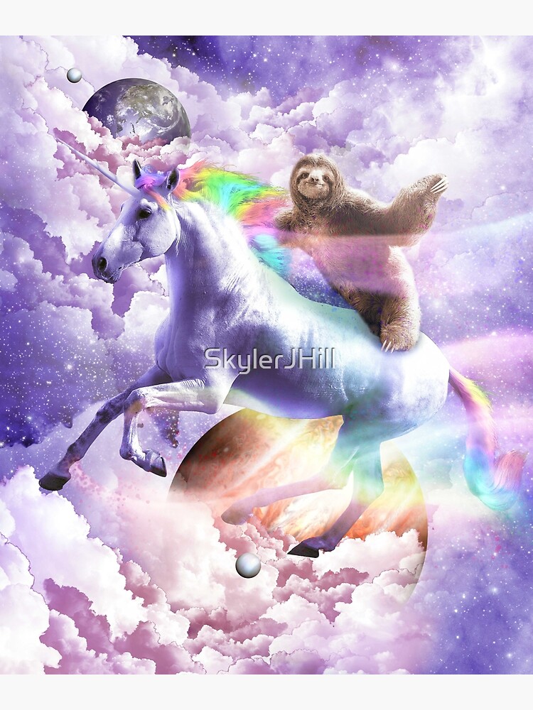 Epic Space Sloth Riding On Unicorn by SkylerJHill