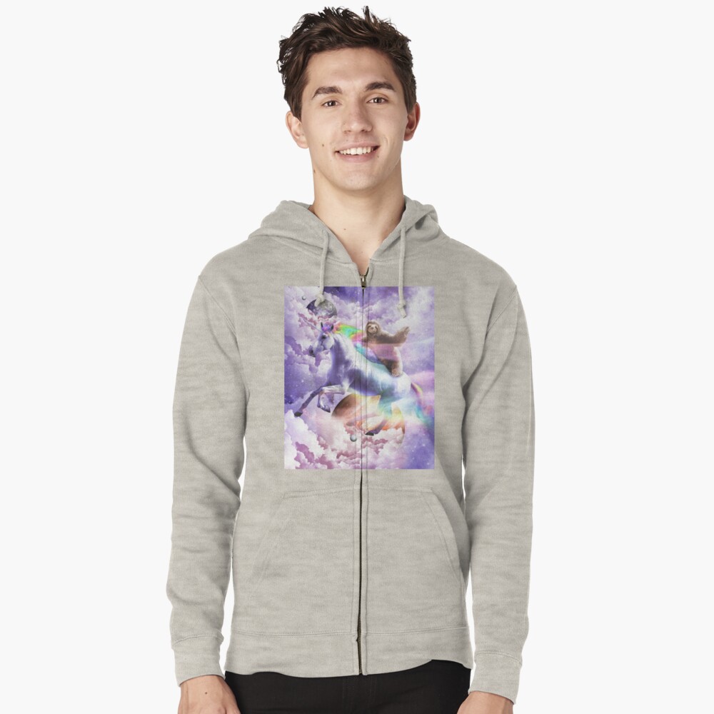 Epic Space Sloth Riding On Unicorn Zipped Hoodie