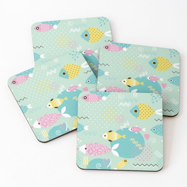 Item preview, Bright Pastel Memphis Print Fish designed and sold by Pink Pineapple Works.
