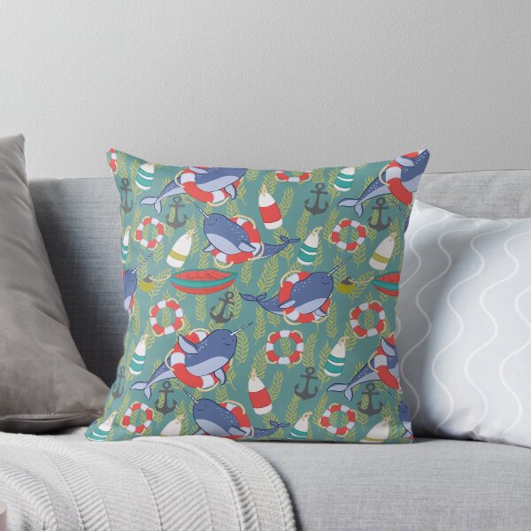 Item preview, Nautical Narwhal Pattern with Anchors, Kelp and Buoys designed and sold by carabara.