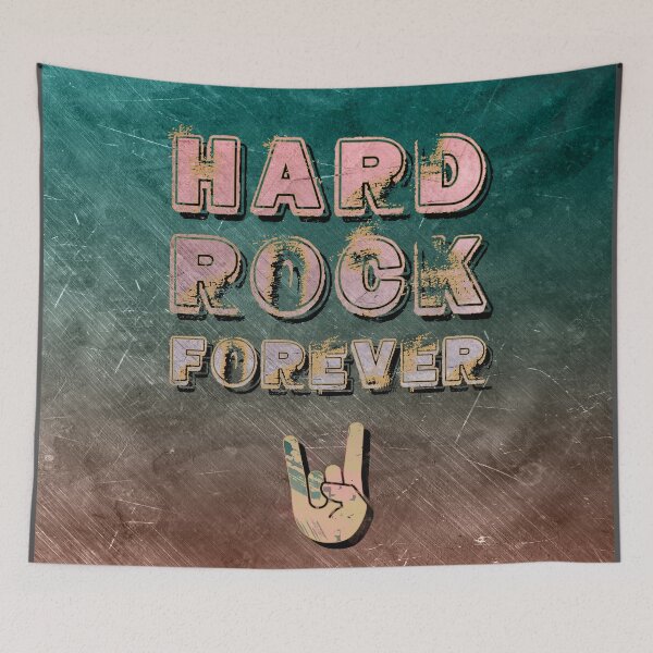 Item preview, HARD ROCK FOREVER! - rock horns rose-green on scratched background - digital paint by Iona Art Digital designed and sold by IonaArtDigital.