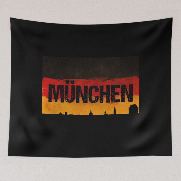 Item preview, Munchen Germany City Skyline Distressed Flag designed and sold by LarkDesigns.