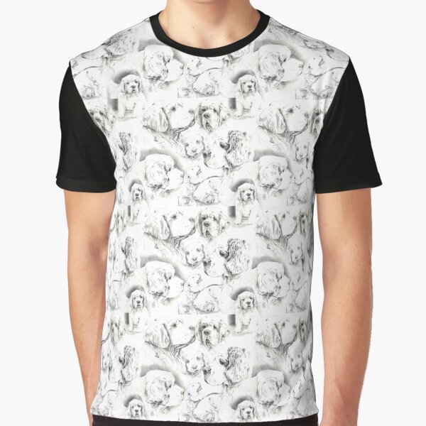 Clumber Spaniels by Jan Irving black and white Graphic T-Shirt