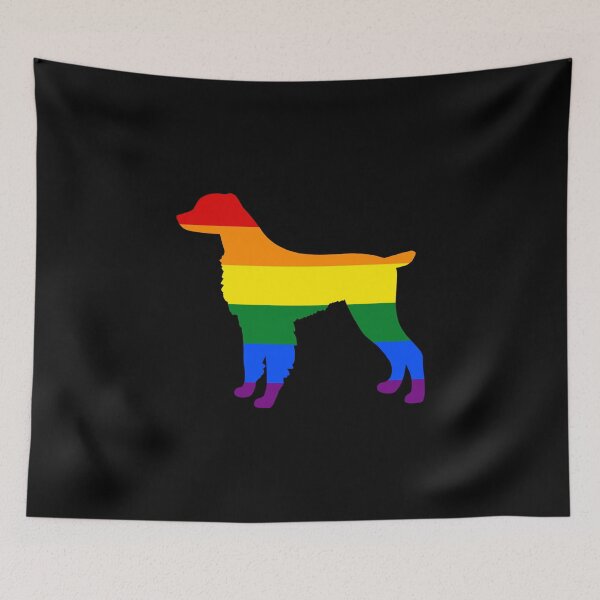 Item preview, Gay Dogs Rainbow Party Flag Brittany Spaniel designed and sold by KentuckyGirlTee.