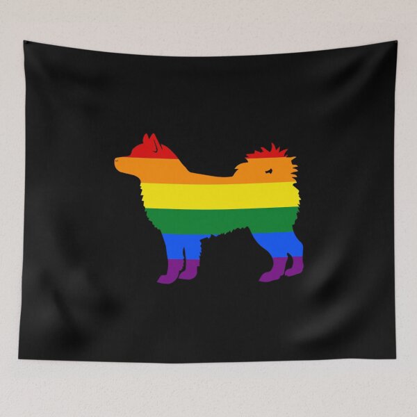 Item preview, Gay Pride Dog Proud Mom Rainbow Flag Siberian Husky designed and sold by KentuckyGirlTee.